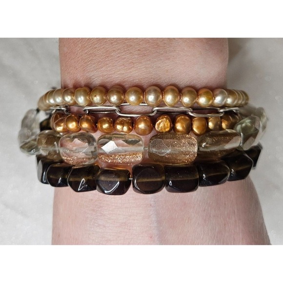 Boho Layered Silpada Smoky Quartz Brown‎ Bracelet Wedding Work - Picture 2 of 7